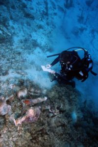 The Ephorate conservator takes notes on Black Sea amphoras